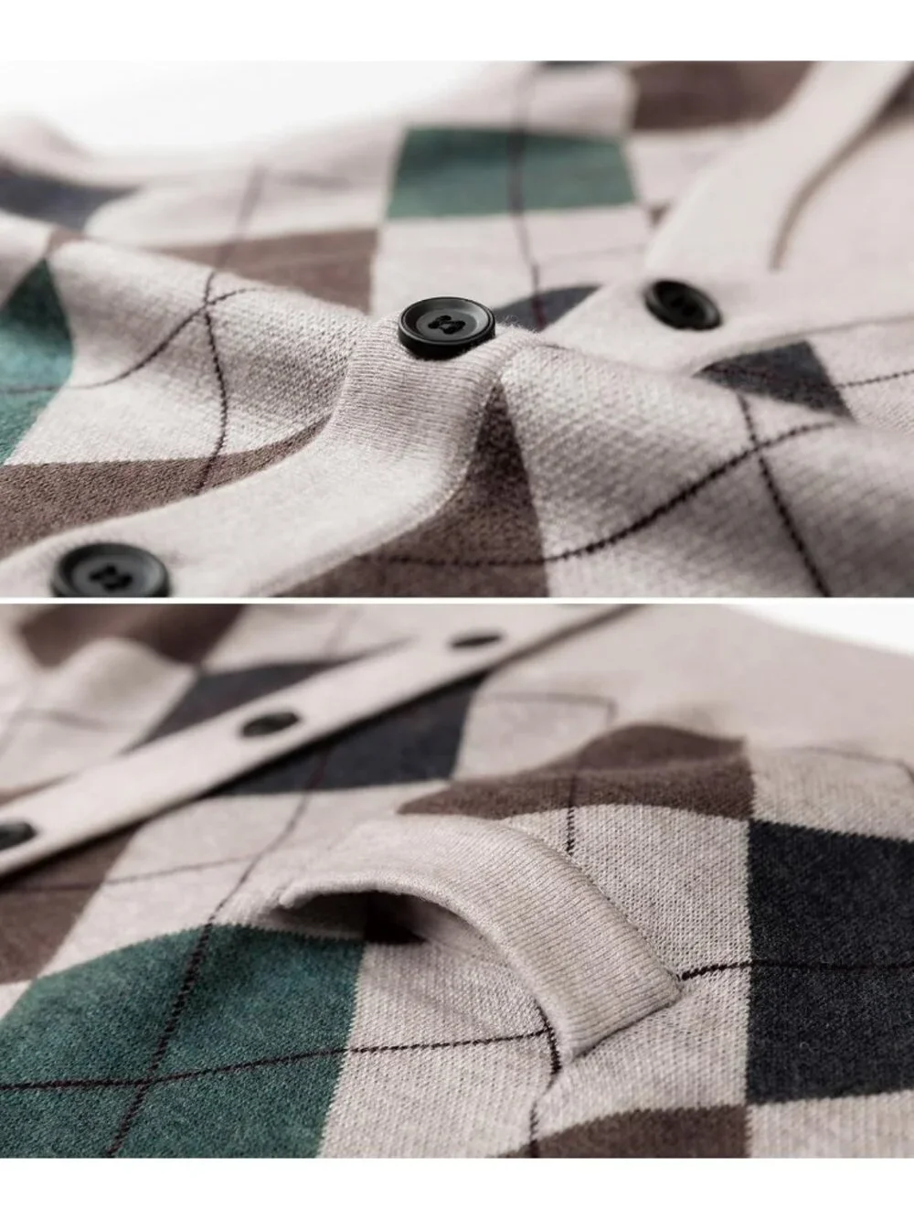 Men's Thick Argyle Sweater Vest - Classic V-Neck Knit Pullover for Fall/Winter